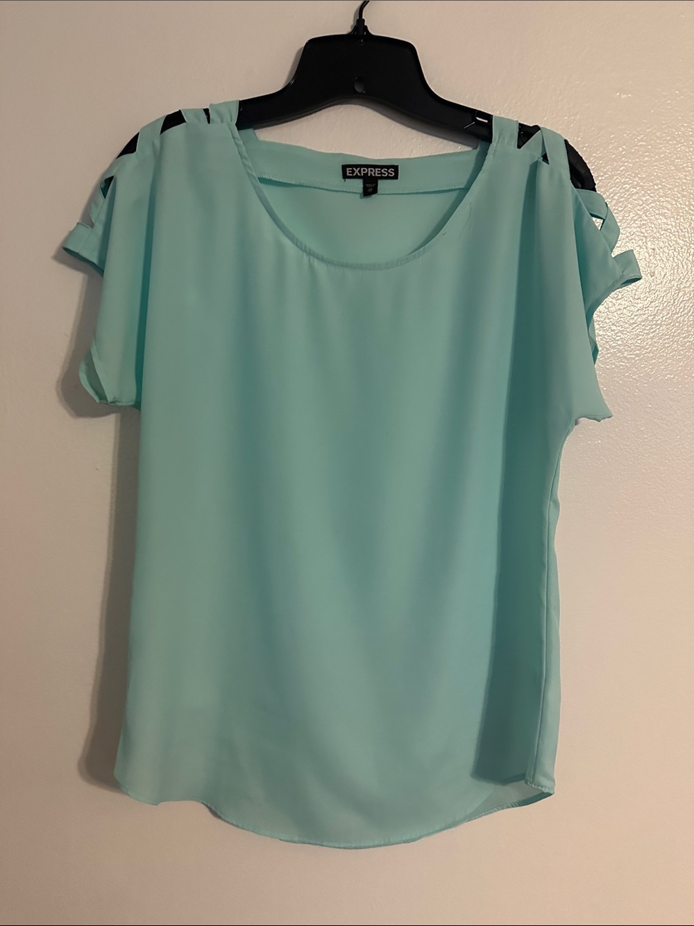 Express Mint Cutout Sleeve Blouse